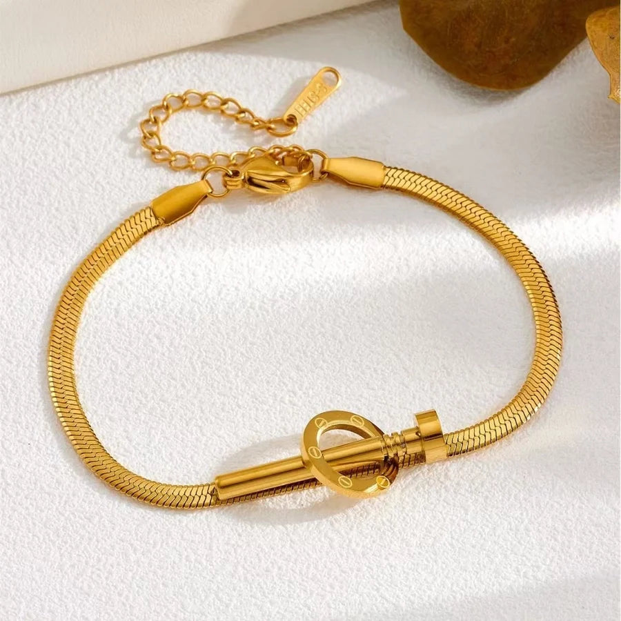 Titanium Steel Nail Ring High Class Elegant Personality 18K Gold Plated Couple Gift Necklace Bracelet