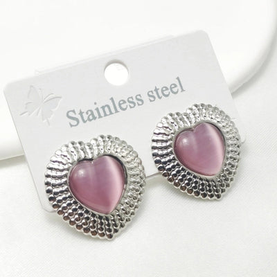 1 Pair Elegant Retro Commute Heart Shape 304 Stainless Steel Ear Studs