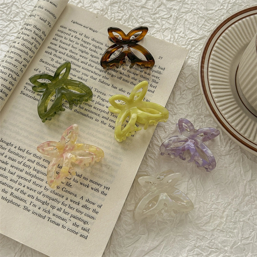 simple style color block acetic acid sheets butterfly hair claws