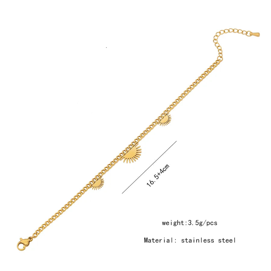 Wholesale Jewelry Solid Color Commute Geometric Stainless Steel Rhinestones 18K Gold Plated Layered Plating Inlay Bracelets