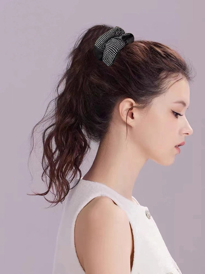 Women's Elegant Sweet Artistic Wreath Cloth Inlay Artificial Rhinestones Hair Tie