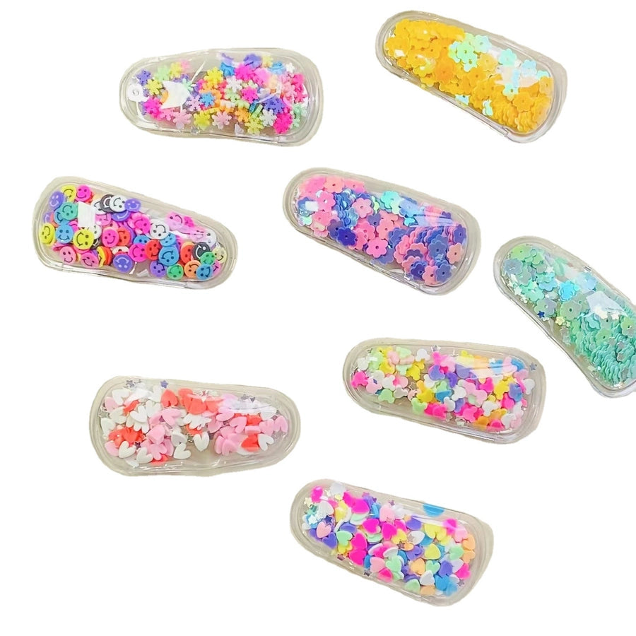 cartoon style heart shape flower plastic hair clip