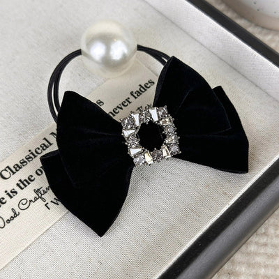 women's lady shiny bow knot cloth hair tie