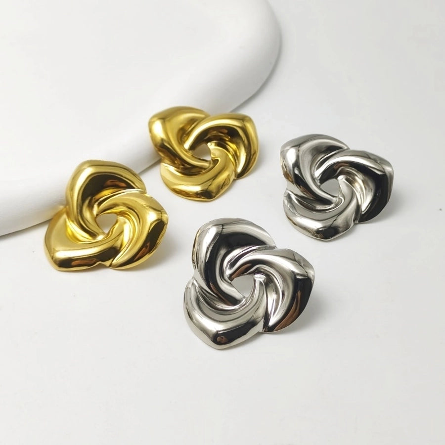 1 Pair Elegant Oversized Commute Rose Flower Flowers 304 Stainless Steel 18K Gold Plated Ear Studs