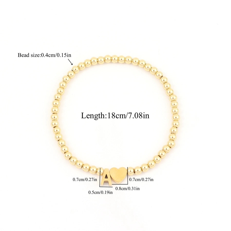 304 Stainless Steel Copper Letter Heart Shape Bracelets