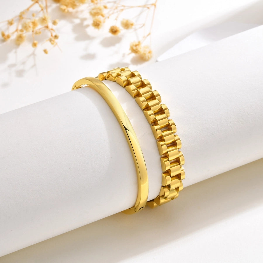 IG Style French Style Classic Style Devil's Eye 304 Stainless Steel 18K Gold Plated Zircon Bracelets Bangle In Bulk