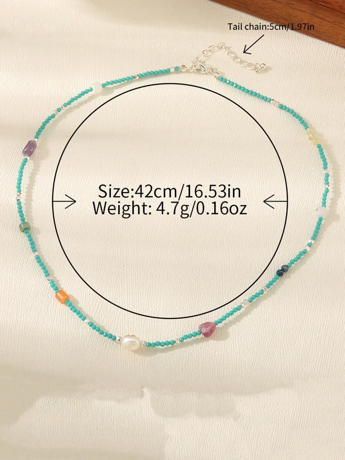 Casual Cute Commute Irregular Copper Natural Stone Freshwater Pearl Necklace In Bulk