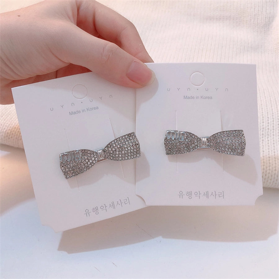 simple style bow knot alloy inlay zircon hair clip