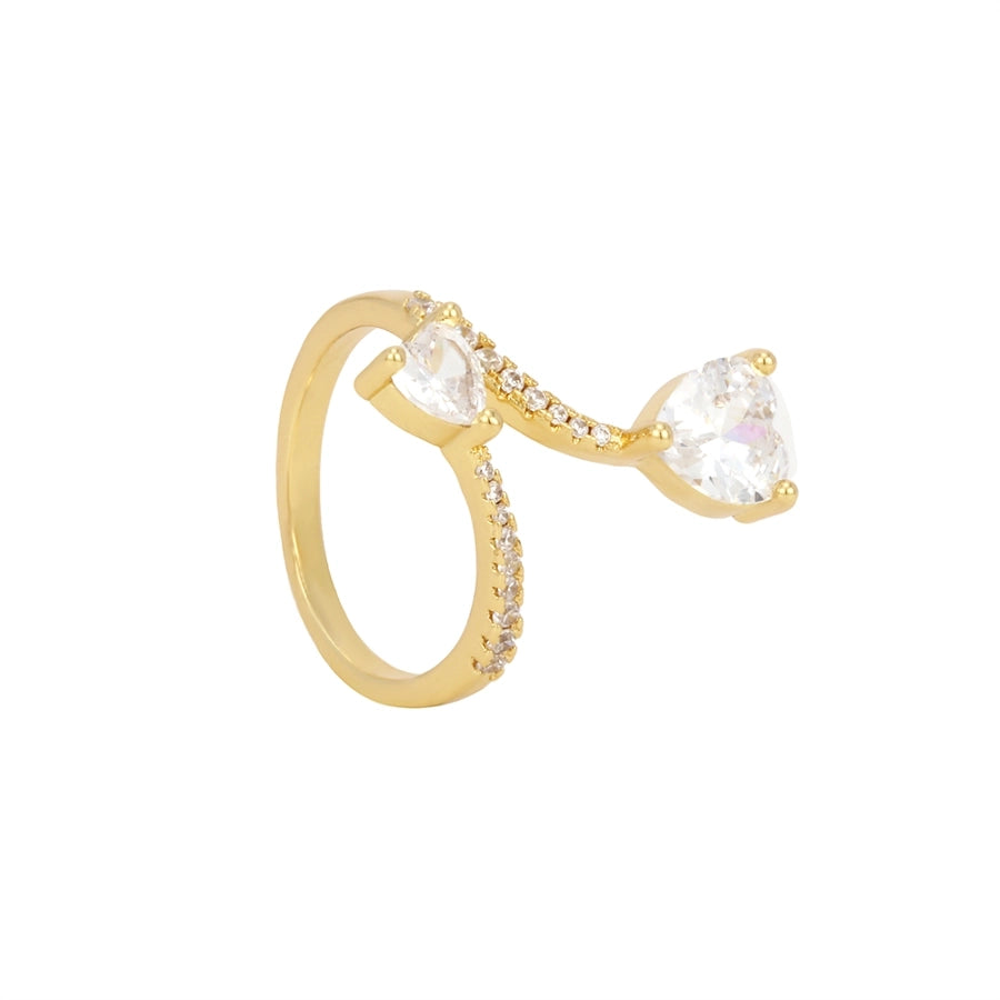Jewelry Elegant Commute Heart Shape Copper Zircon Rings
