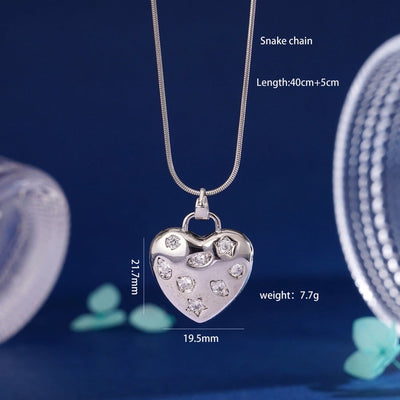 304 Stainless Steel Copper Heart Shape Pendant Necklace
