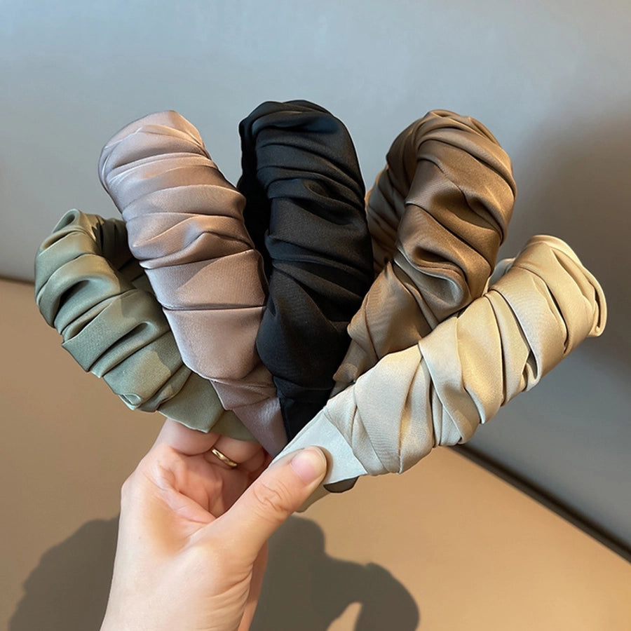 simple style solid color cloth pleated hair band