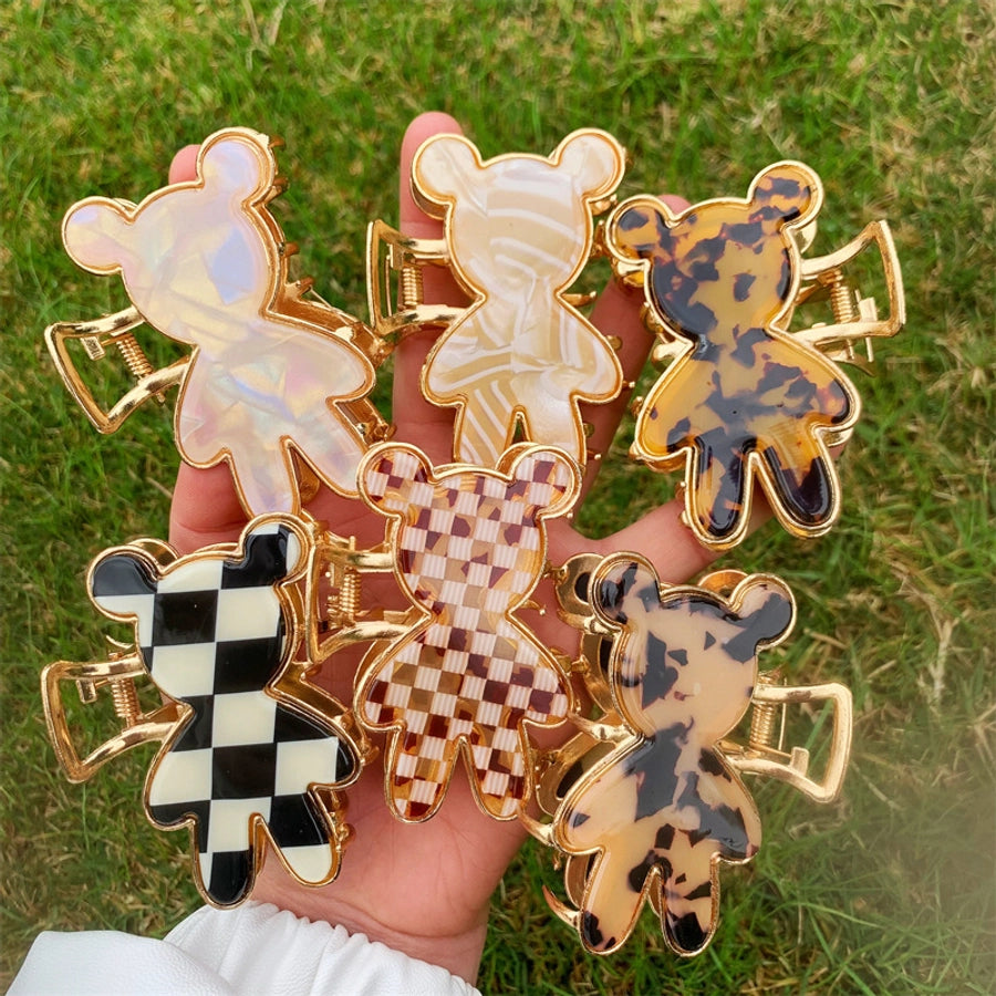 cute plaid bear leopard pvc alloy hair claws