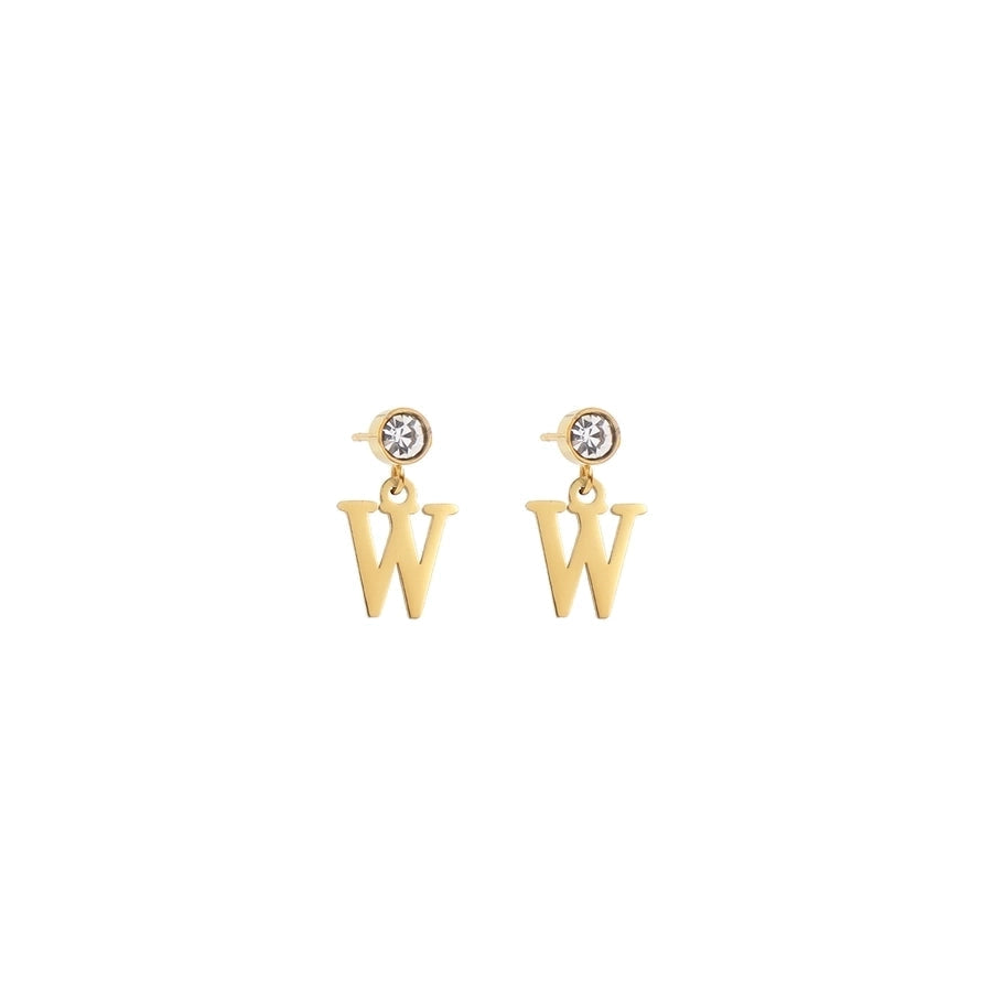 1 Pair Casual Simple Style Classic Style Letter Inlay 201 Stainless Steel 304 Stainless Steel Zircon Drop Earrings