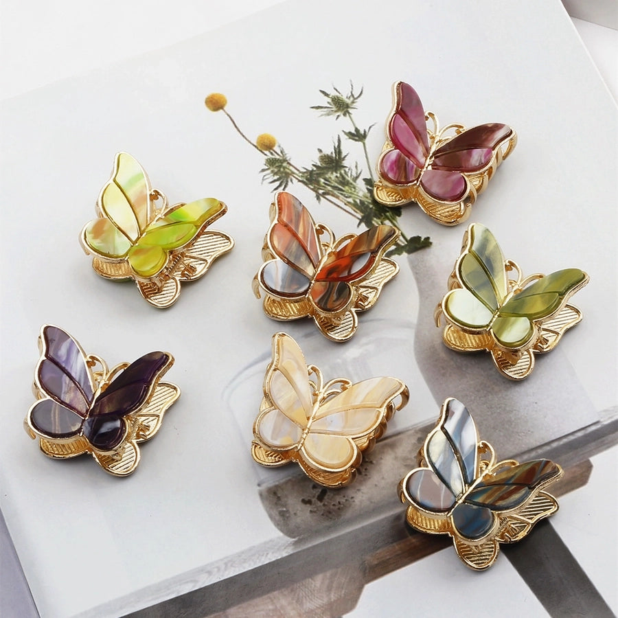 simple style butterfly acetic acid sheets plating hair claws 1 piece