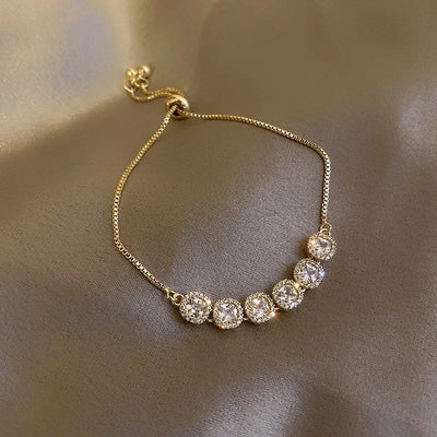 sweet colorful rectangle copper inlay zircon bracelets