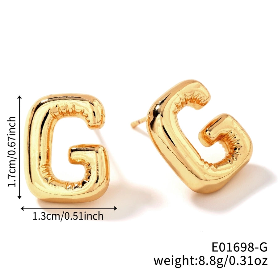 1 Pair Sweet Simple Style Shiny Letter Plating Copper K Gold Plated Ear Studs