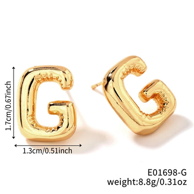 1 Pair Sweet Simple Style Shiny Letter Plating Copper K Gold Plated Ear Studs