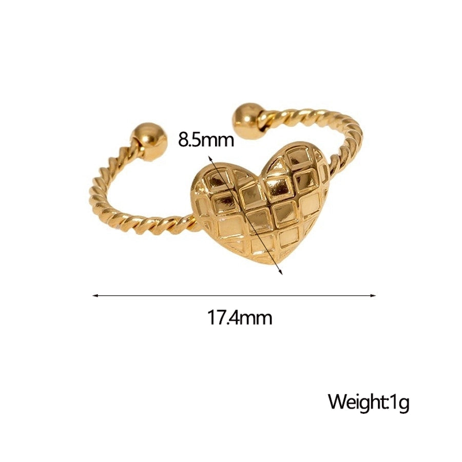 Jewelry Sweet Simple Style IG Style Heart Shape 304 Stainless Steel 18K Gold Plated Stainless Steel Rings
