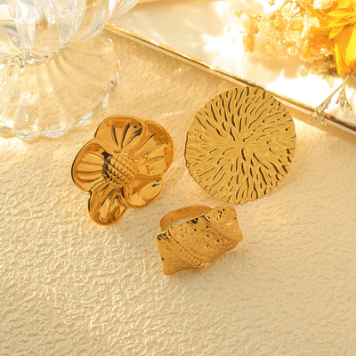 Jewelry Casual Elegant Commute Geometric Flower 304 Stainless Steel 14K Gold Plated Plating Stainless Steel Rings