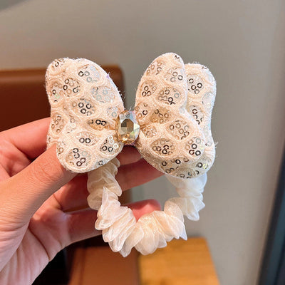 sweet bow knot cloth inlay rhinestones hair tie