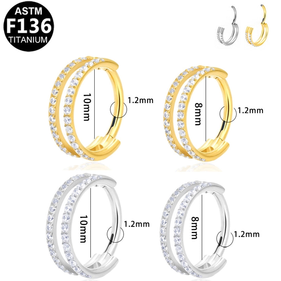 1 Piece Nose Rings & Studs Simple Style Classic Style O-Shape Pure Titanium Titanium Alloy Zircon 14K Gold Plated White Gold Plated Ear Cartilage Rings & Studs Nose Rings & Studs