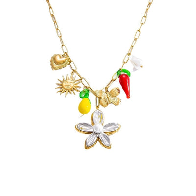 Jewelry Elegant Classic Style Streetwear Heart Shape 304 Stainless Steel Plating Multi Charms Necklace