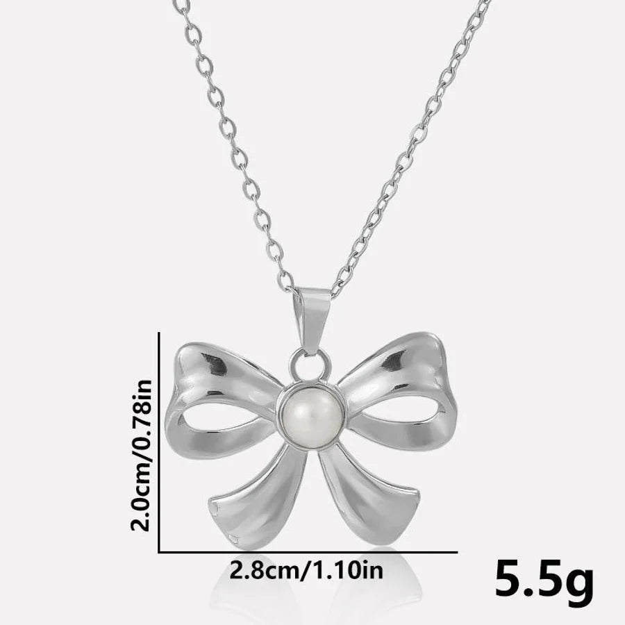 Jewelry Vintage Style Classic Style Bow Knot 304 Stainless Steel 18K Gold Plated Irregular Plating Pendant Necklace