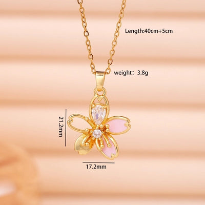 Jewelry Glam Lady Sexy Flower 304 Stainless Steel Copper Necklace