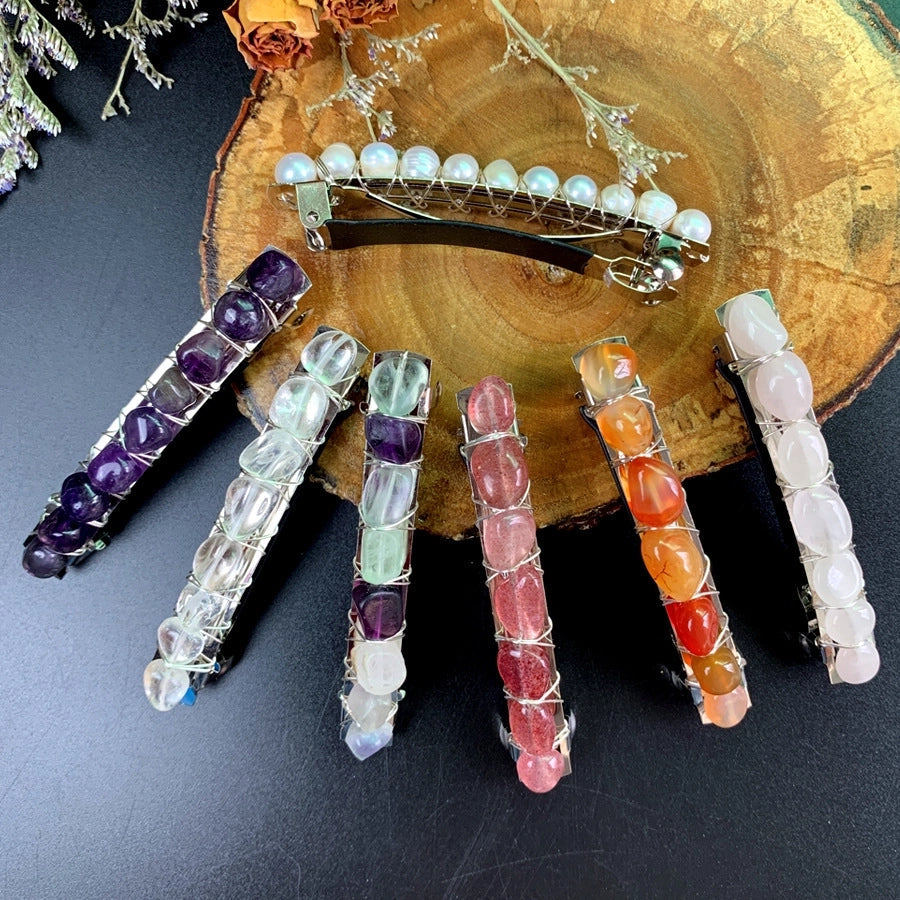 elegant lady geometric crystal plating hair clip