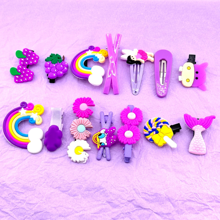 cute sweet fruit heart shape flower alloy plastic rubber hair clip