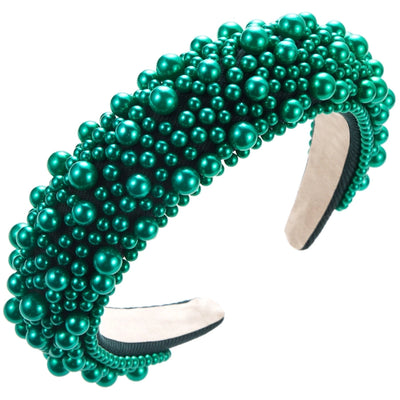 women's cute geometric imitation pearl cloth sponge inlay pearl hair band