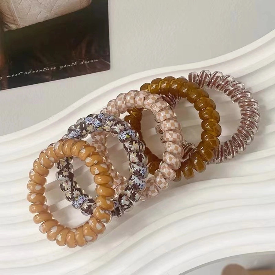 Fashionable Color Telephone Line Hair Ring Headwear Women's High Elastic Durable Tie Hair Rope Rubber Tendon Simple Tie Hair Rope