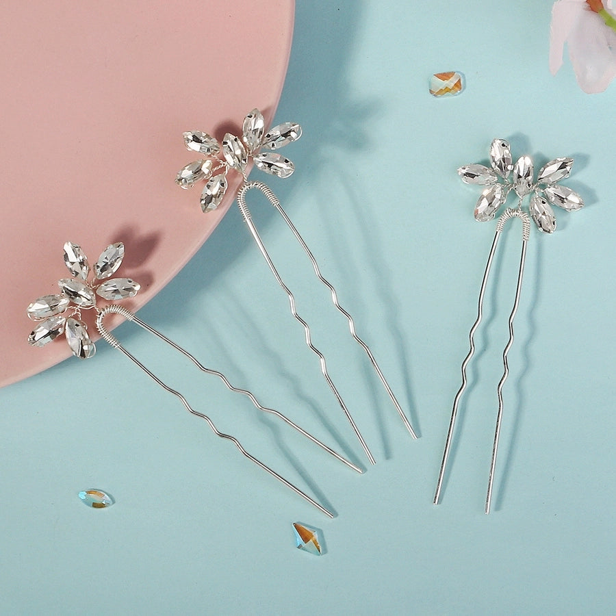 Antique U-shaped Hairpin Hair Accessories Simple Rhinestone Pin Hairpin Photography Portrait High-end Hair Hairpin