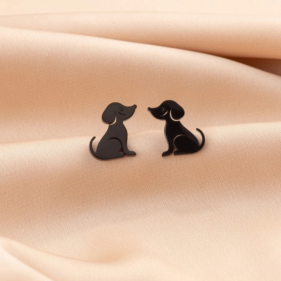 1 Pair Cute Simple Style Dog Polishing 304 Stainless Steel 18K Gold Plated Ear Studs
