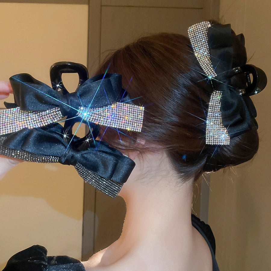 Women's Simple Style Classic Style Bow Knot Arylic Inlay Zircon Hair Claws