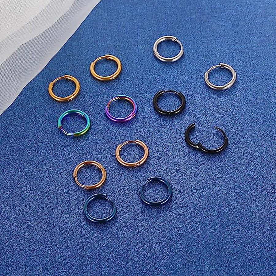 earrings titanium steel earrings thick thin coil boys and girls  circle stainless steel earrings