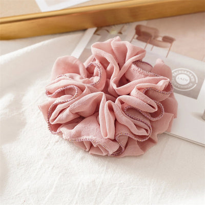 simple style solid color ruffles cloth pleated hair tie 1 piece