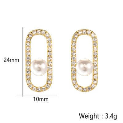 1 Pair Elegant Sweet Geometric Inlay Copper Zircon Gold Plated Ear Studs