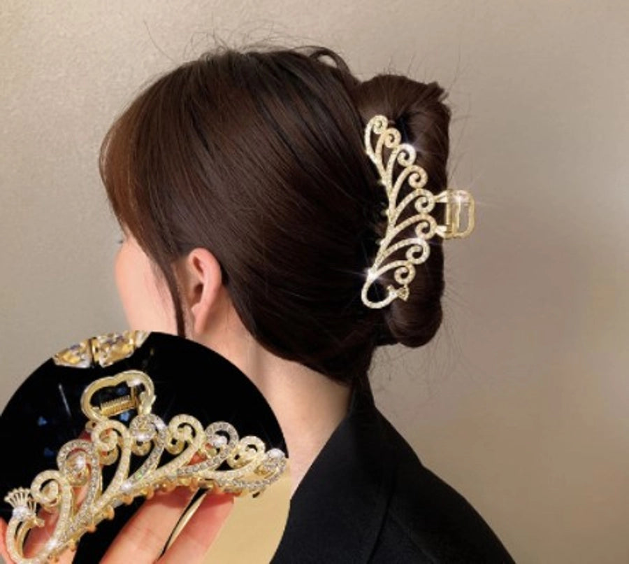 fashion flower metal plating artificial rhinestones hair claws 1 piece