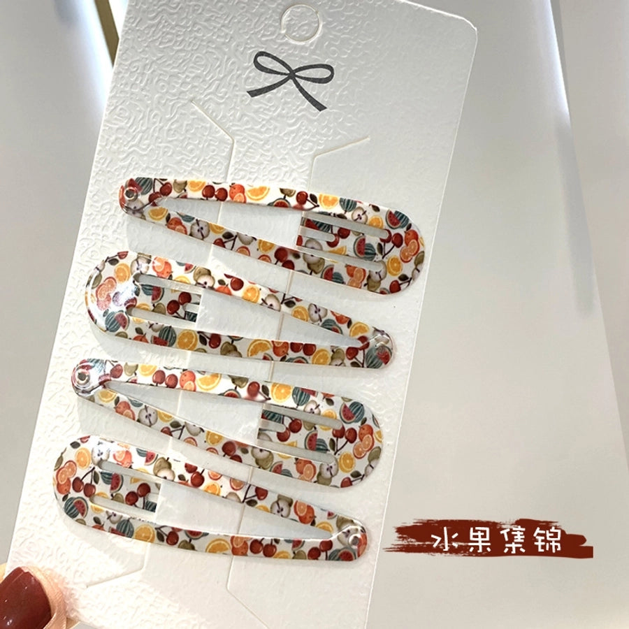 simple style water droplets metal plating hair clip 1 set