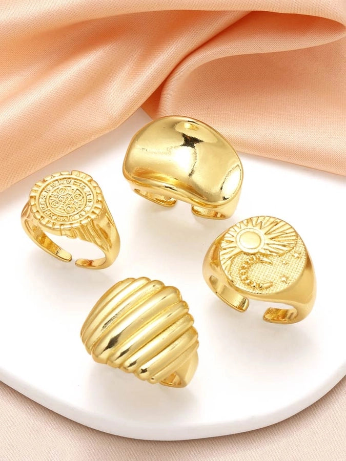 Copper 18K Gold Plated Plating Irregular Open Rings