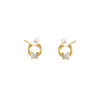 1 Pair IG Style Simple Style Round Plating Inlay Copper Pearl Zircon 18K Gold Plated Ear Studs