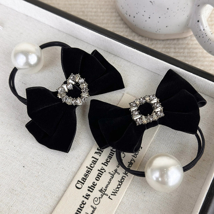 women's lady shiny bow knot cloth hair tie