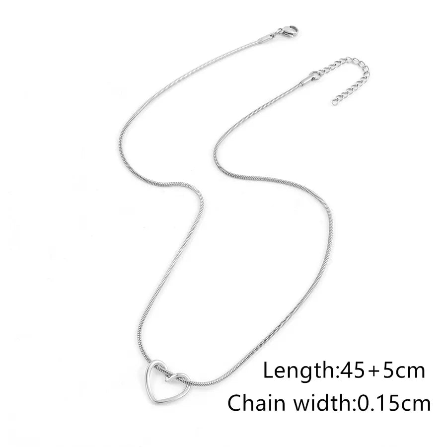 Wholesale Jewelry Simple Style Classic Style Heart Shape 201 Stainless Steel 304 Stainless Steel Pendant Necklace snake chain