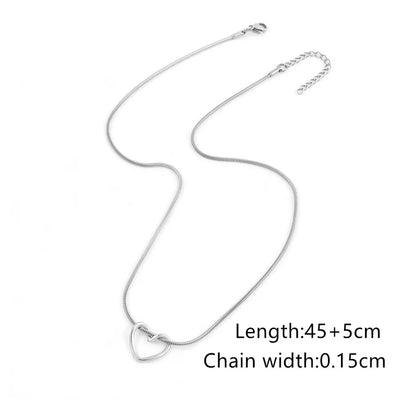 Wholesale Jewelry Simple Style Classic Style Heart Shape 201 Stainless Steel 304 Stainless Steel Pendant Necklace snake chain