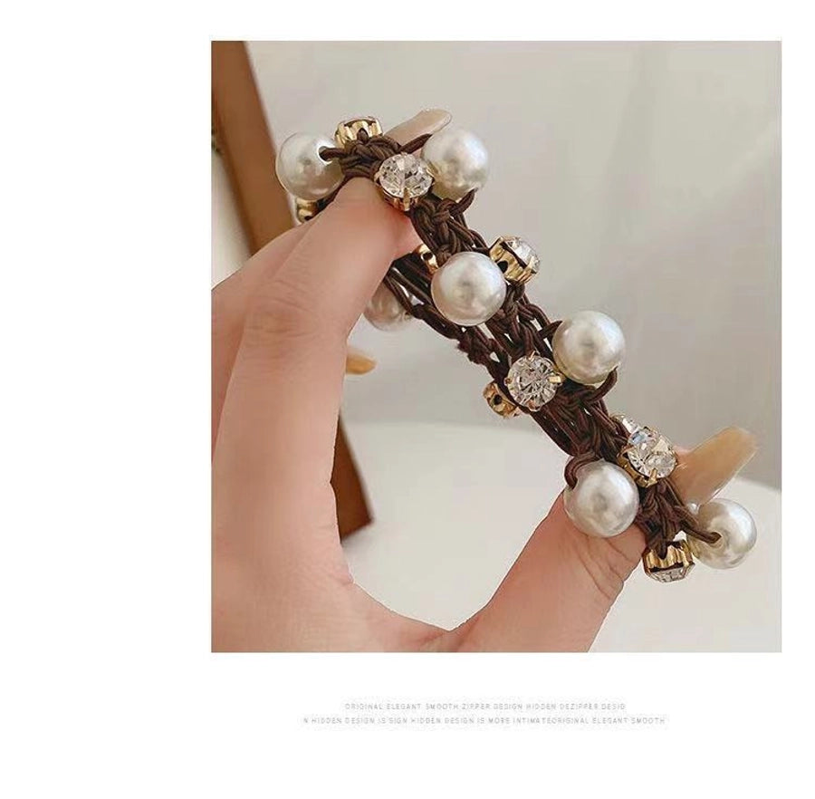 Elegant Pearl Head Rope Women's Simple Elegant Hair Rope Korean Cyber Celebrity Rubber Band Hair Rings Ponytail Headwear Leather Cover