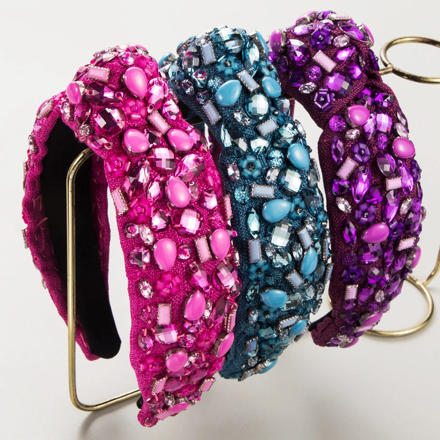 Women's Elegant Glam Geometric Alloy Cloth Inlay Resin Glass Hair Band