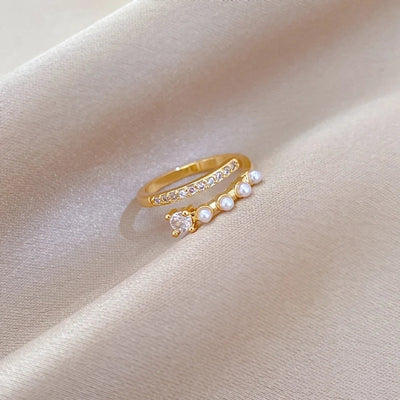 Brass Gold Plated Geometric Zircon Brass Rings