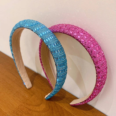retro lady solid color rhinestone hair band