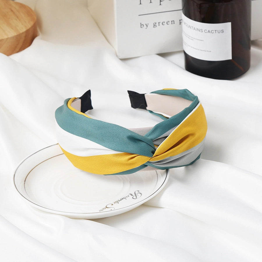 retro hairband women's fabric stitching stripe hair bundle pressure hair hoop net popular  new hairpin headdress